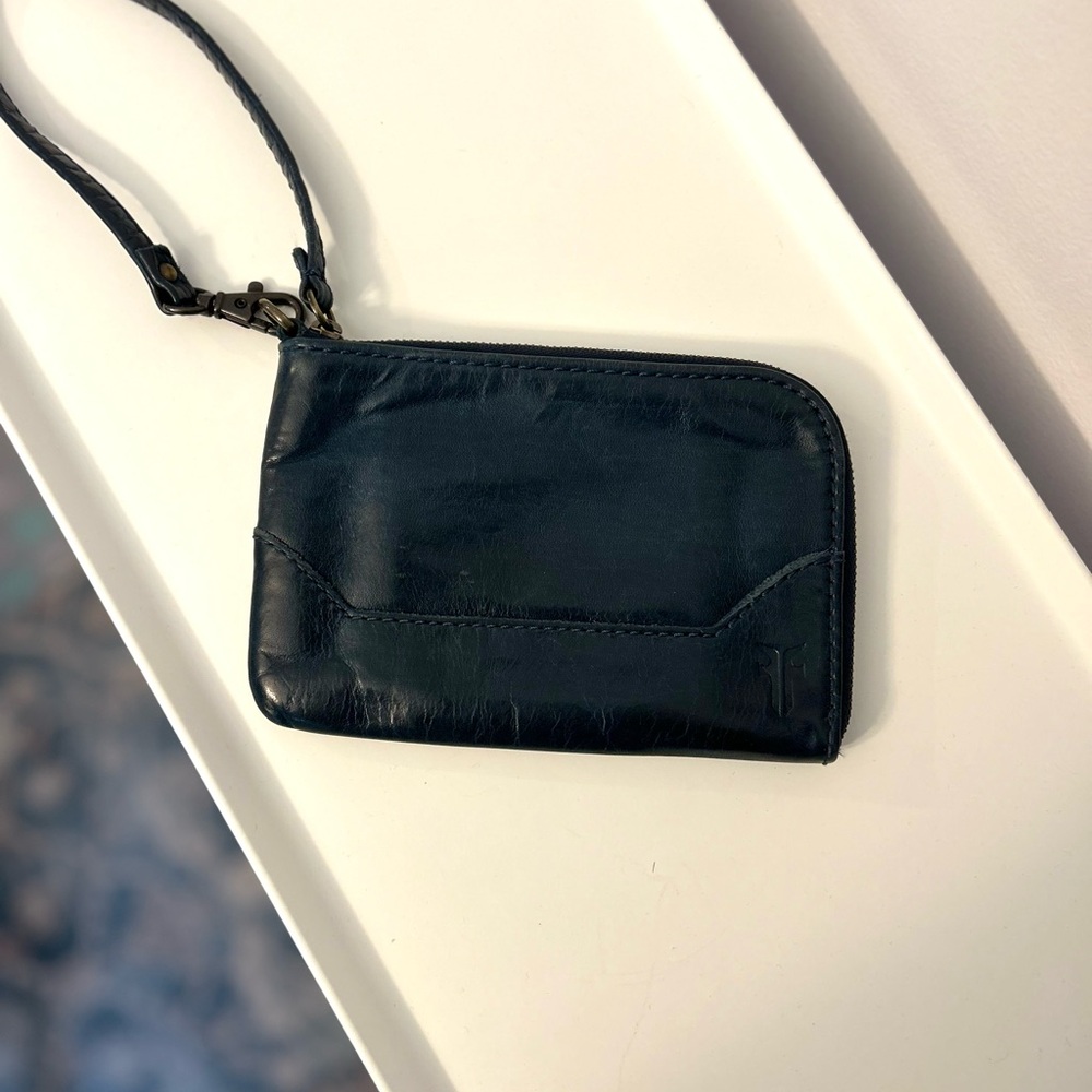 Frye Melissa Collection Dark Blue Leather Wristlet Wallet